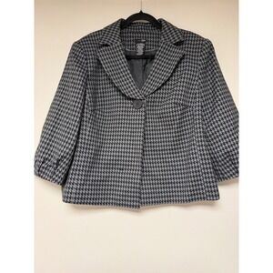 East 5th Women's XL Houndstooth Print Button Front‎ 3/4 Sleeve Blazer Jacket